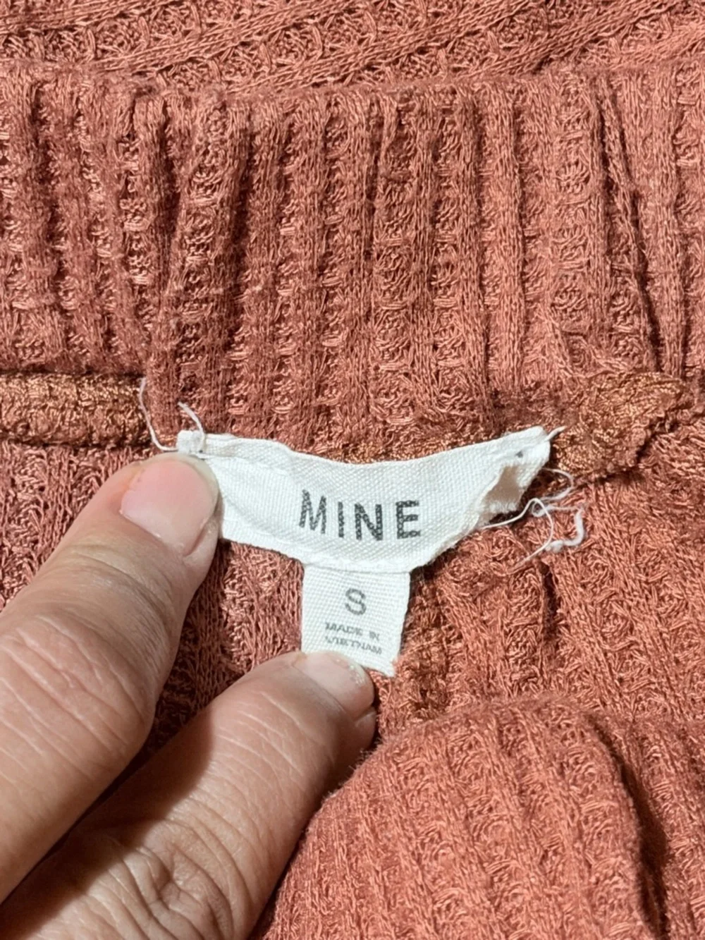 mine rust waffle knit pajama set - terracotta hue - Picture 9 of 10